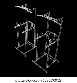 Pull up bar. Upper body workout, bodybuilding exercise. Home gym equipment, sport gear. Wireframe low poly mesh vector illustration