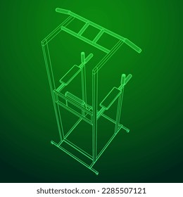 Pull up bar. Upper body workout, bodybuilding exercise. Home gym equipment, sport gear. Wireframe low poly mesh vector illustration