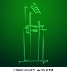 Pull up bar. Upper body workout, bodybuilding exercise. Home gym equipment, sport gear. Wireframe low poly mesh vector illustration