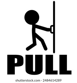Pull door signs pictogram. Vector icon sticker design concept