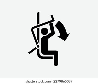 Pull Down Exercise Machine Workout Weights Lap Bar Restrain Black White Silhouette Symbol Icon Sign Graphic Clipart Artwork Illustration Pictogram Vector