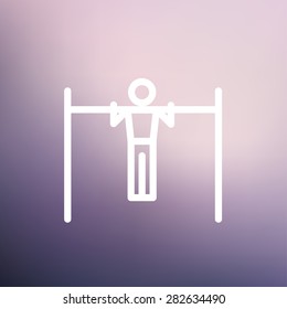 Exercício na linha fina do ícone de barra para web e móvel, design plano minimalista moderno. Ícone branco de vetor no plano de fundo da malha de gradiente.