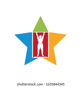 pull up exercise vector icon illustration design template