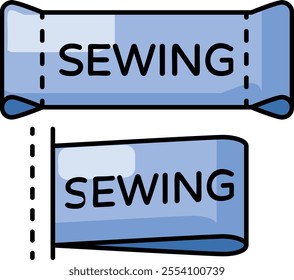 Pull the fabric layers through the bottom opening to turn the finished lined pocket concept colorline vector, Bespoke tailoring symbol custom measure clothing sign,Sew Tailor materials illustration