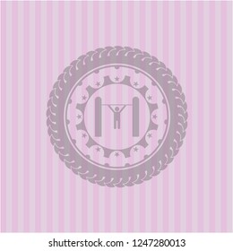 pull up icon inside badge with pink background