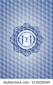 pull up icon inside blue emblem or badge with abstract geometric pattern background.
