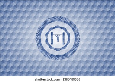 pull up icon inside blue hexagon emblem.