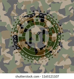 pull up icon inside camouflaged emblem