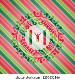pull up icon inside christmas badge background.