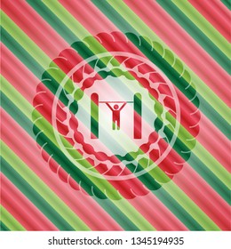 pull up icon inside christmas colors badge.