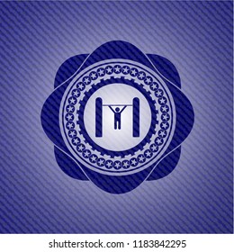 pull up icon inside emblem with jean background