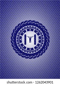 pull up icon inside emblem with jean background
