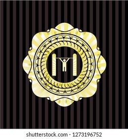 pull up icon inside gold shiny badge