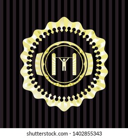 pull up icon inside golden badge or emblem