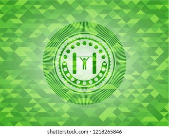 pull up icon inside green mosaic emblem