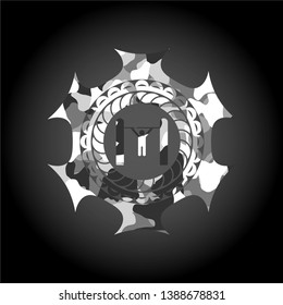 pull up icon inside grey camouflage emblem