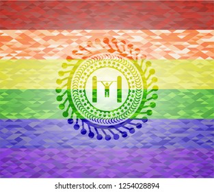 pull up icon inside lgbt colors emblem 
