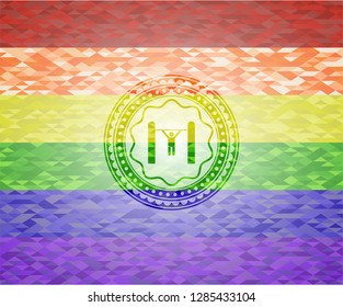 pull up icon inside lgbt colors emblem 