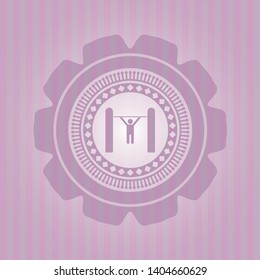 pull up icon inside pink emblem. Retro