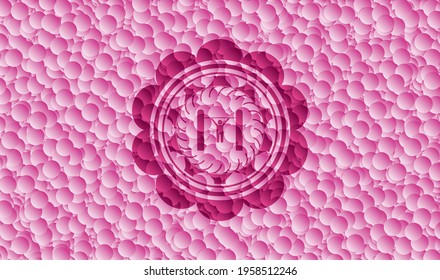 pull up icon inside pink emblem with bubbles background. Vintage. Vector Illustration. Detailed. 