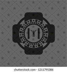 pull up icon inside realistic black emblem