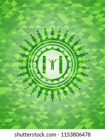 pull up icon inside realistic green mosaic emblem
