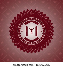 pull up icon inside retro red emblem