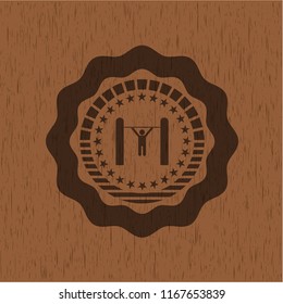 pull up icon inside retro style wood emblem