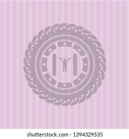 pull up icon inside retro style pink emblem