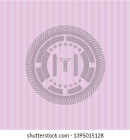 pull up icon inside retro style pink emblem