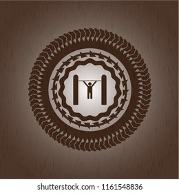 pull up icon inside retro wood emblem