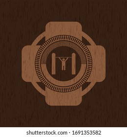 pull up icon inside retro wood emblem