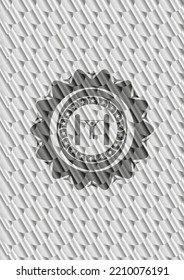 pull up icon inside silver color badge. Scales pattern. Vector Illustration. Detailed. 