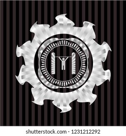 pull up icon inside silvery shiny emblem