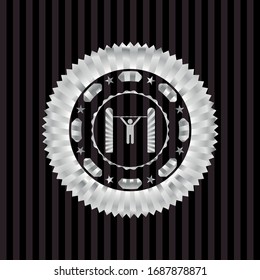 pull up icon inside silvery shiny badge