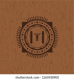 pull up icon inside vintage wood emblem