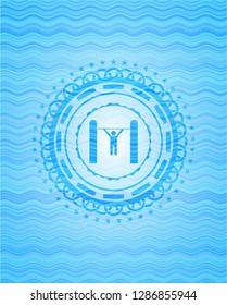 pull up icon inside water wave concept badge background.