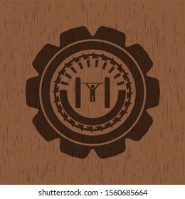 pull up icon inside wood badge or emblem