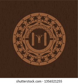 pull up icon inside wooden emblem