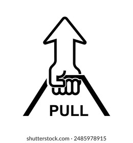 Pull icon. Move something towards yourself isolated on background vector illustration.
