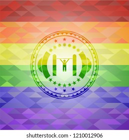 pull up icon on mosaic background with the colors of the LGBT flag