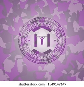 pull up icon on pink and purple camouflage pattern