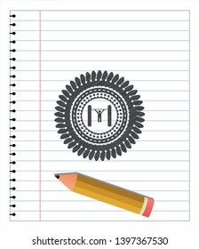 pull up icon pencil strokes emblem. Vector Illustration. Detailed.