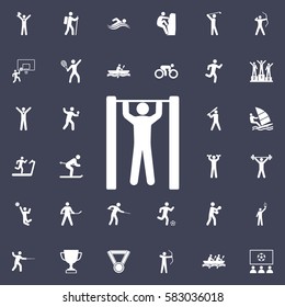 Pull up icon. Sport icons universal set for web and mobile