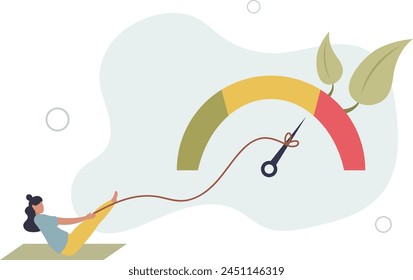 tire del medidor para reducir el riesgo o el nivel de tensión.Ilustración vectorial plana.