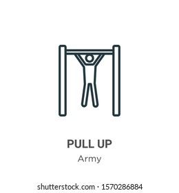 Pull up outline vector icon. Thin line black pull up icon, flat vector simple element illustration from editable army concept isolated on white background