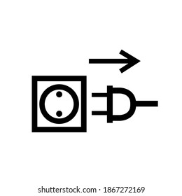 Pull Plug Black Icon, Vector Illustration, Isolate On White Background Label. EPS10