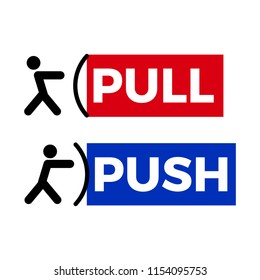 Pull push door sign . Open door board vector