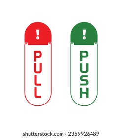 Pull and push sign on white background