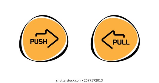 Pull and push sign on white background